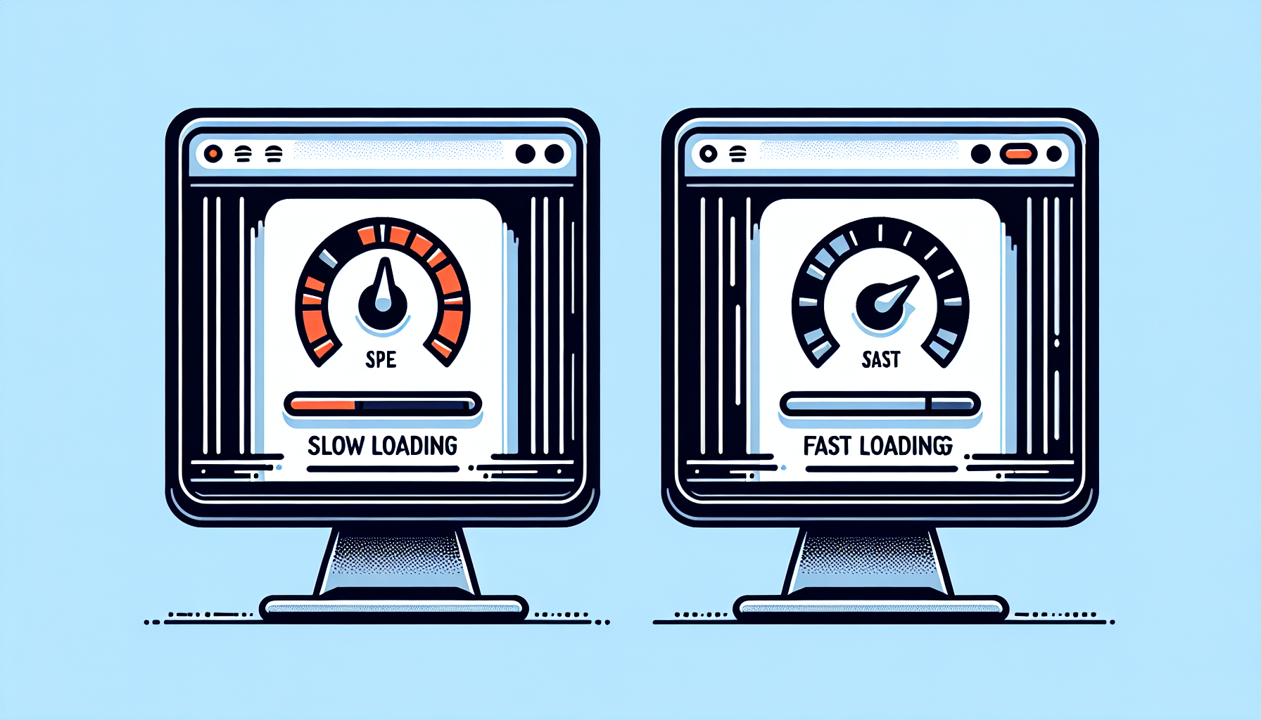Side-by-side comparison of website speed before and after optimization.