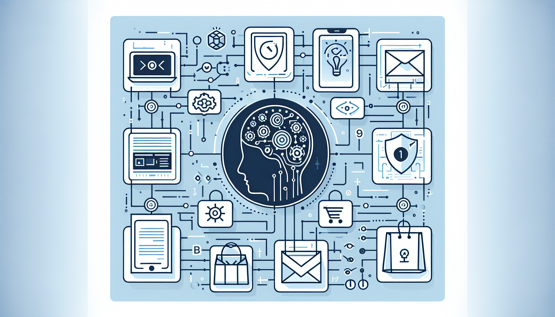 A diagram showing the integration of AI in e-commerce processes.
