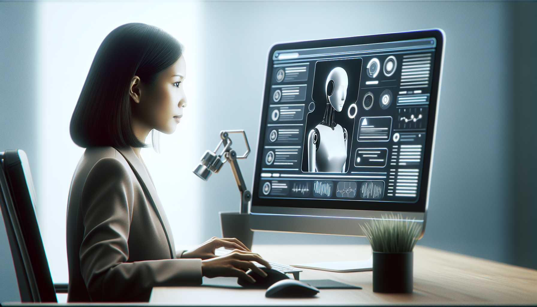 Person using AI tools for video SEO