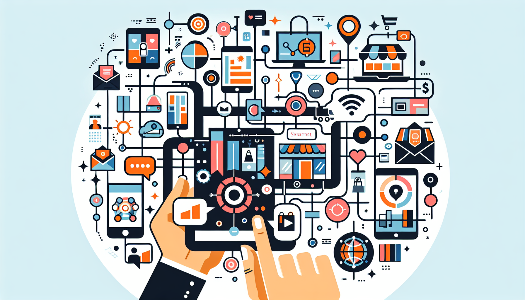 An illustration of seamless omnichannel retail interactions