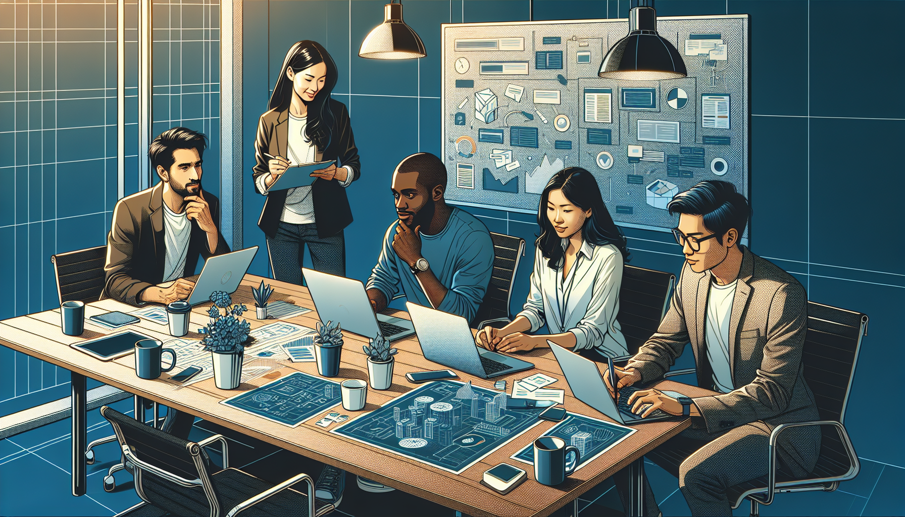 A diverse team at devsEye working on digital strategy