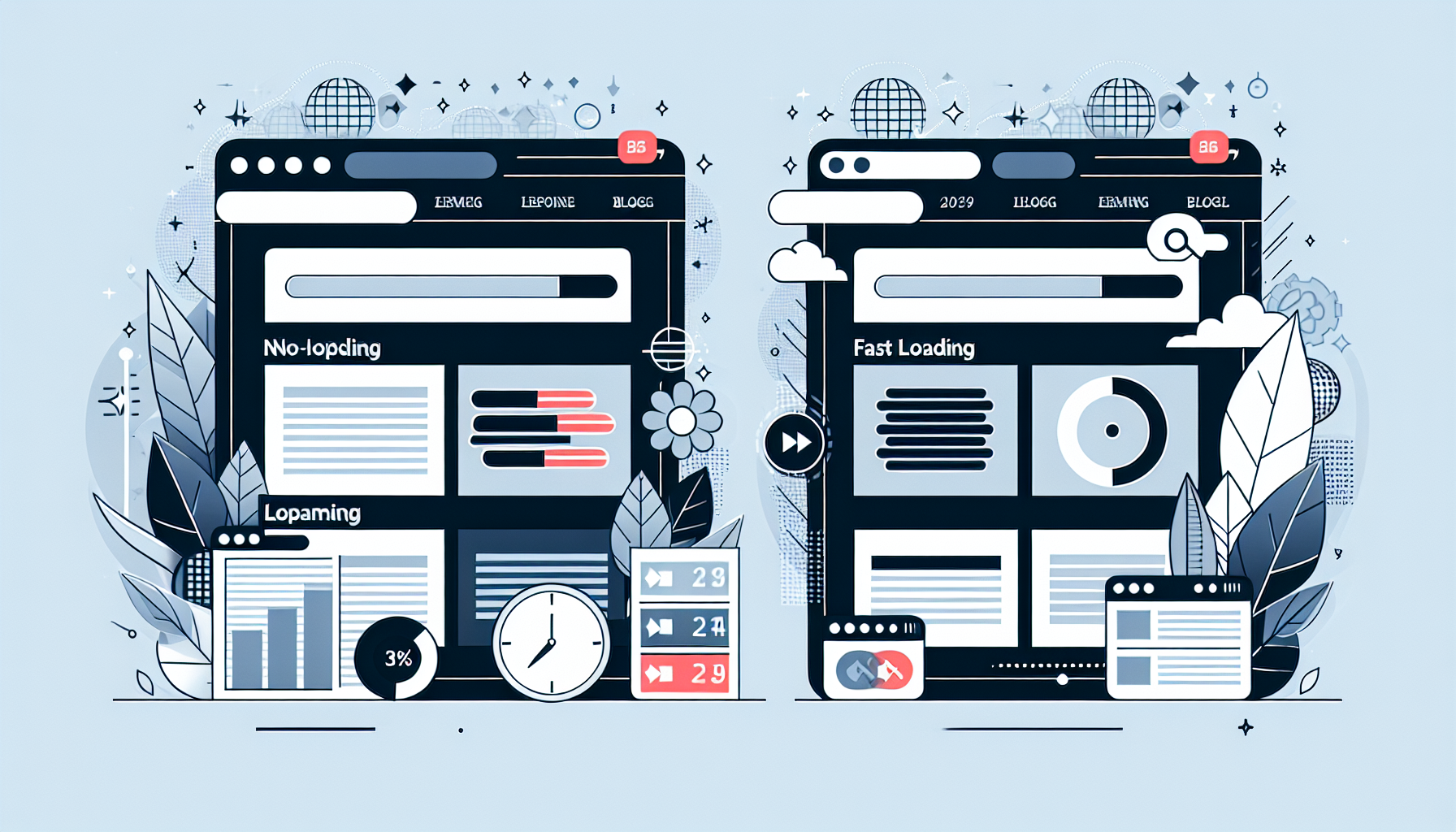 inline image of a comparison between optimized and non-optimized sites