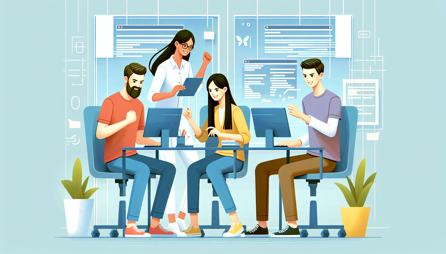 A diverse group of developers working on innovative web technologies