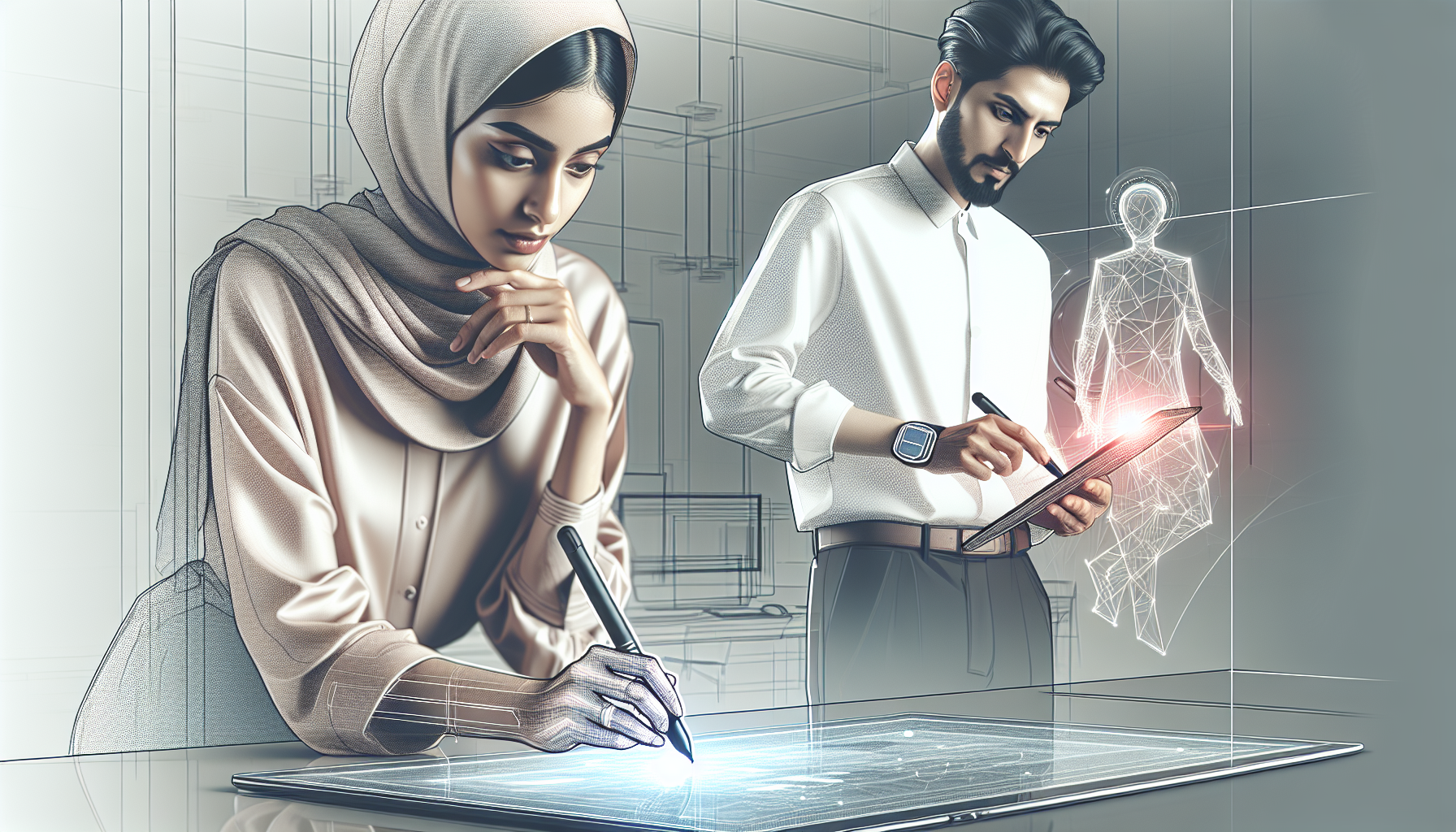 Designers collaborating using digital tools